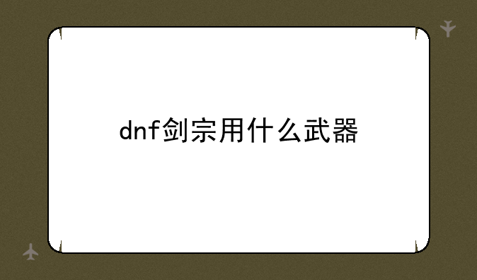 dnf剑宗用什么武器
