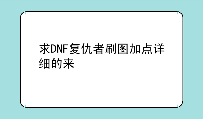求DNF复仇者刷图加点详细的来