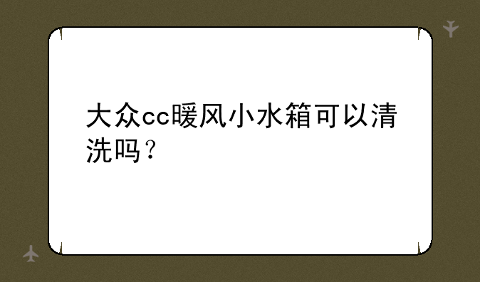 大众cc暖风小水箱可以清洗吗？
