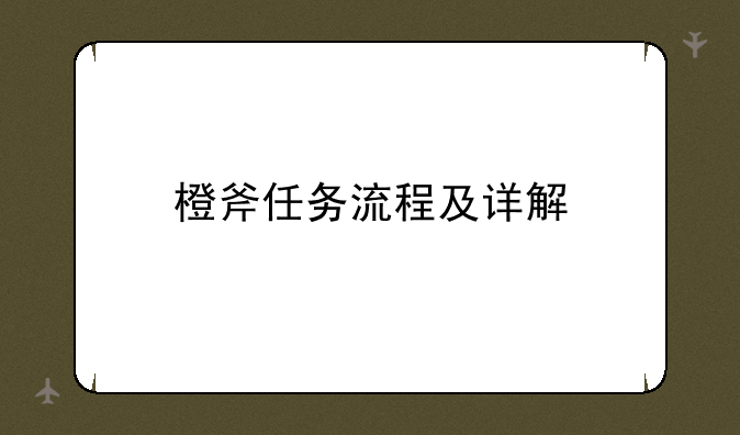 橙斧任务流程及详解