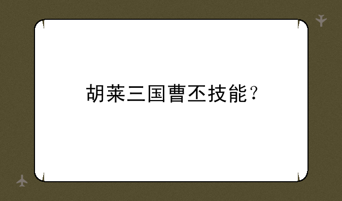 胡莱三国曹丕技能？