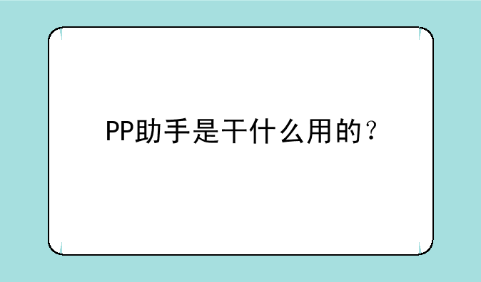 PP助手是干什么用的？