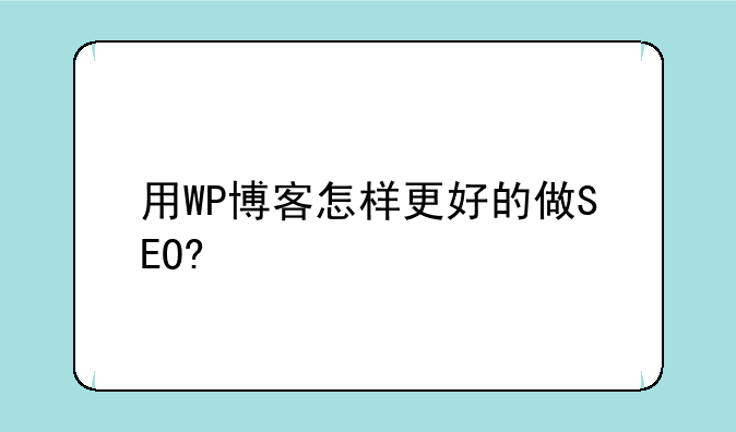 用WP博客怎样更好的做SEO?