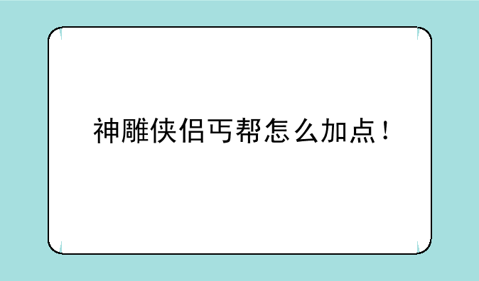 神雕侠侣丐帮怎么加点！