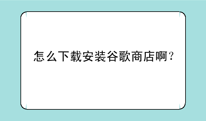 怎么下载安装谷歌商店啊？