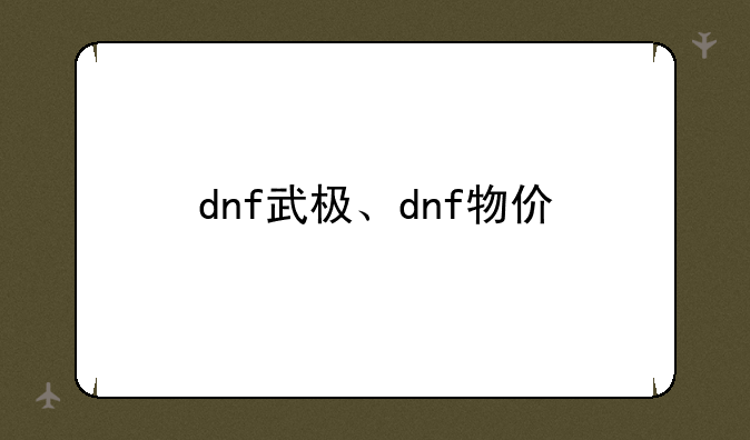 dnf武极、dnf物价