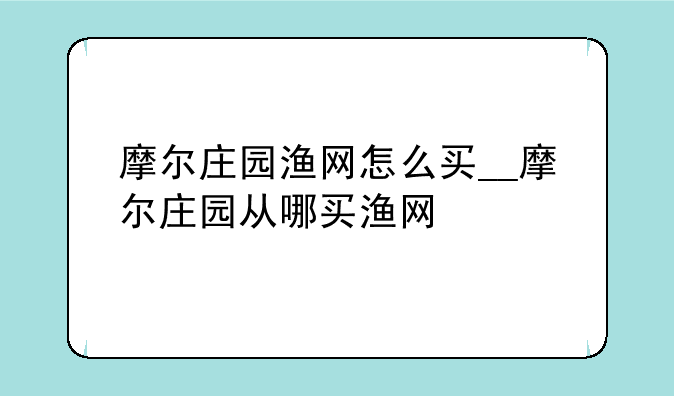 摩尔庄园渔网怎么买__摩尔庄园从哪买渔网