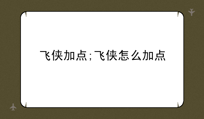 飞侠加点;飞侠怎么加点