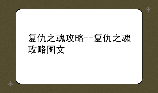 复仇之魂攻略--复仇之魂攻略图文